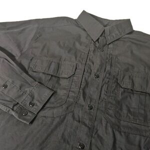 511 5.11 Tactical Shirt Men L Tall Vented Button Up Long Sleeve Black LT Large
